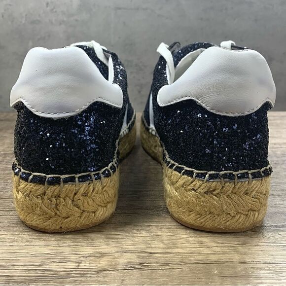Marc Fisher~”Margo2”~Navy Blue Glitter Lace up Espadrille Sneakers~Size 8M - Picture 4 of 10